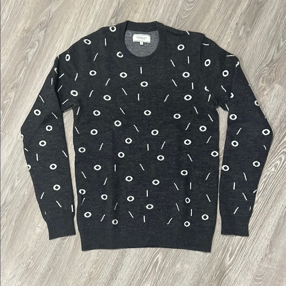 Frank & Oak Men's Black Patterned Sweater